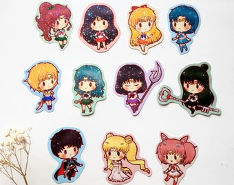 Arte Chibi - Serie 5 / Pegatinas de Chica Mágica / Pegatinas Kawaii para Portátil / Pegatina de Vinilo Bonita / Resistente al Agua / Regalo Bonito / Holográfica