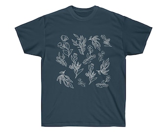 Wildflower Tee, Botanical Tshirt, Womens, comfort colors, floral shirt, nature love shirt, lant shirt, graphic tees