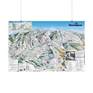 Steamboat Ski Resort Map Art Poster - 54X36 - Skiing Wall Decor, Abenteuer Kunstwerk, Reisegeschenk, Matte Horizontale Drucke