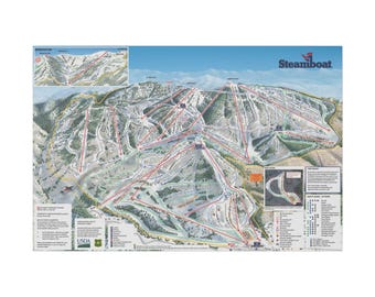 Steamboat Ski Resort Map Canvas Print, Chill Vibe Wall Art, Perfect for Ski Lovers, Home Decor, Gift for Winter Sports Enthusiasts,