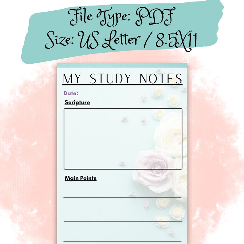 Elegant Flower | Printable Bible Study and Devotional Sheet | in Depth ...