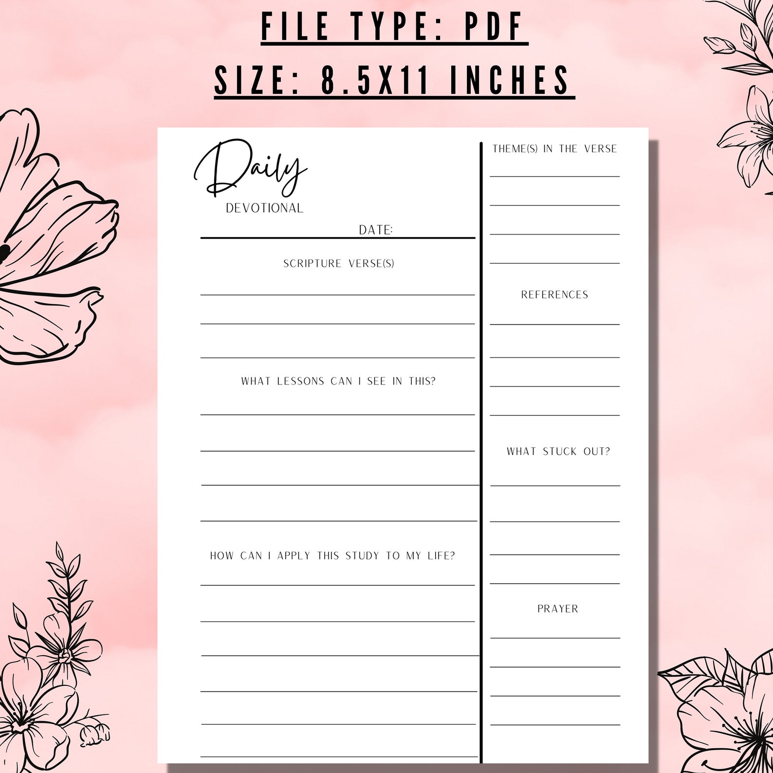 Daily Devotional Template Printable Multicolor Bundle PDF 8.5x11 Size Daily Devotional Template Printable Multicolor Bundle PDF 8.5x11 Size