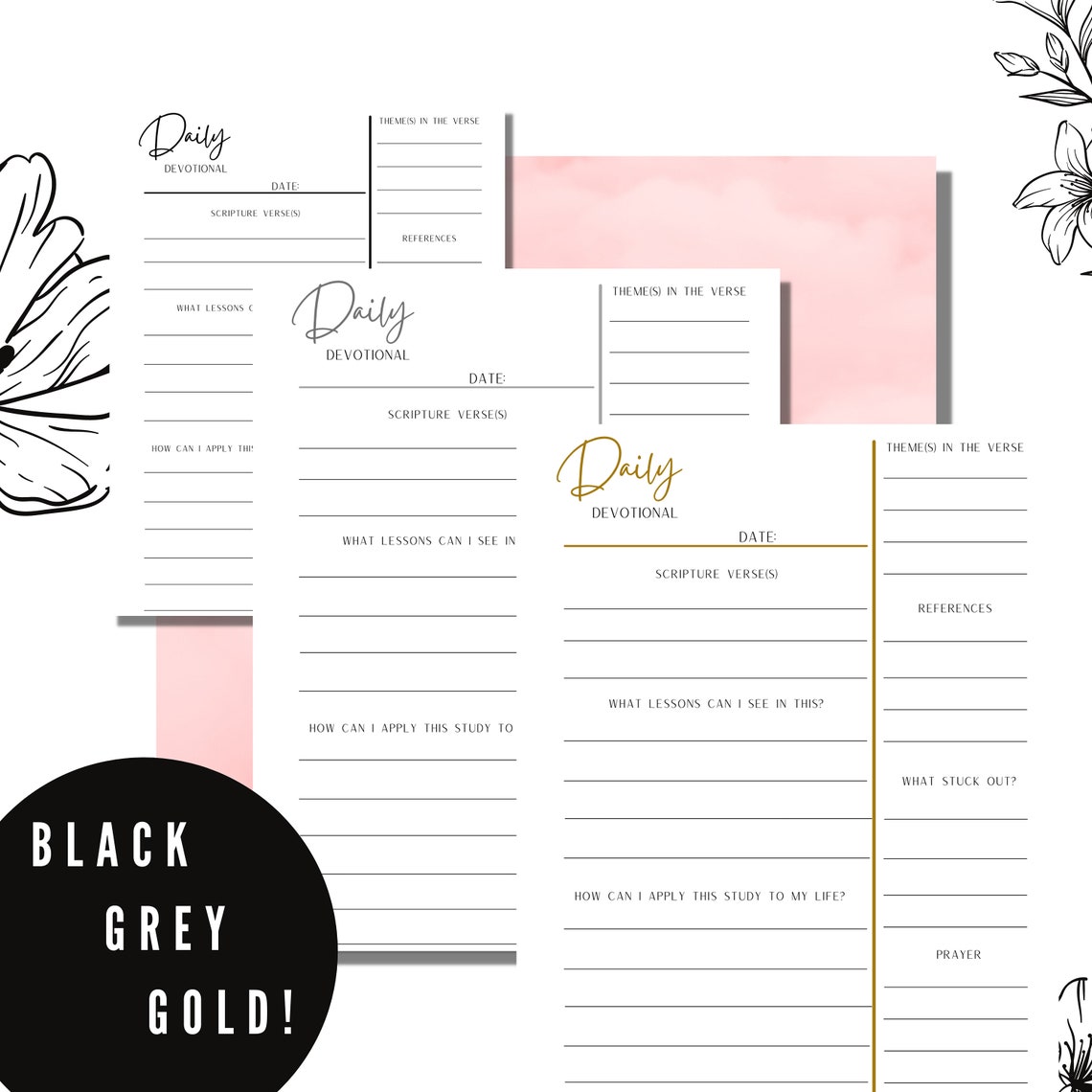 Daily Devotional Template Printable Multicolor Bundle PDF Etsy