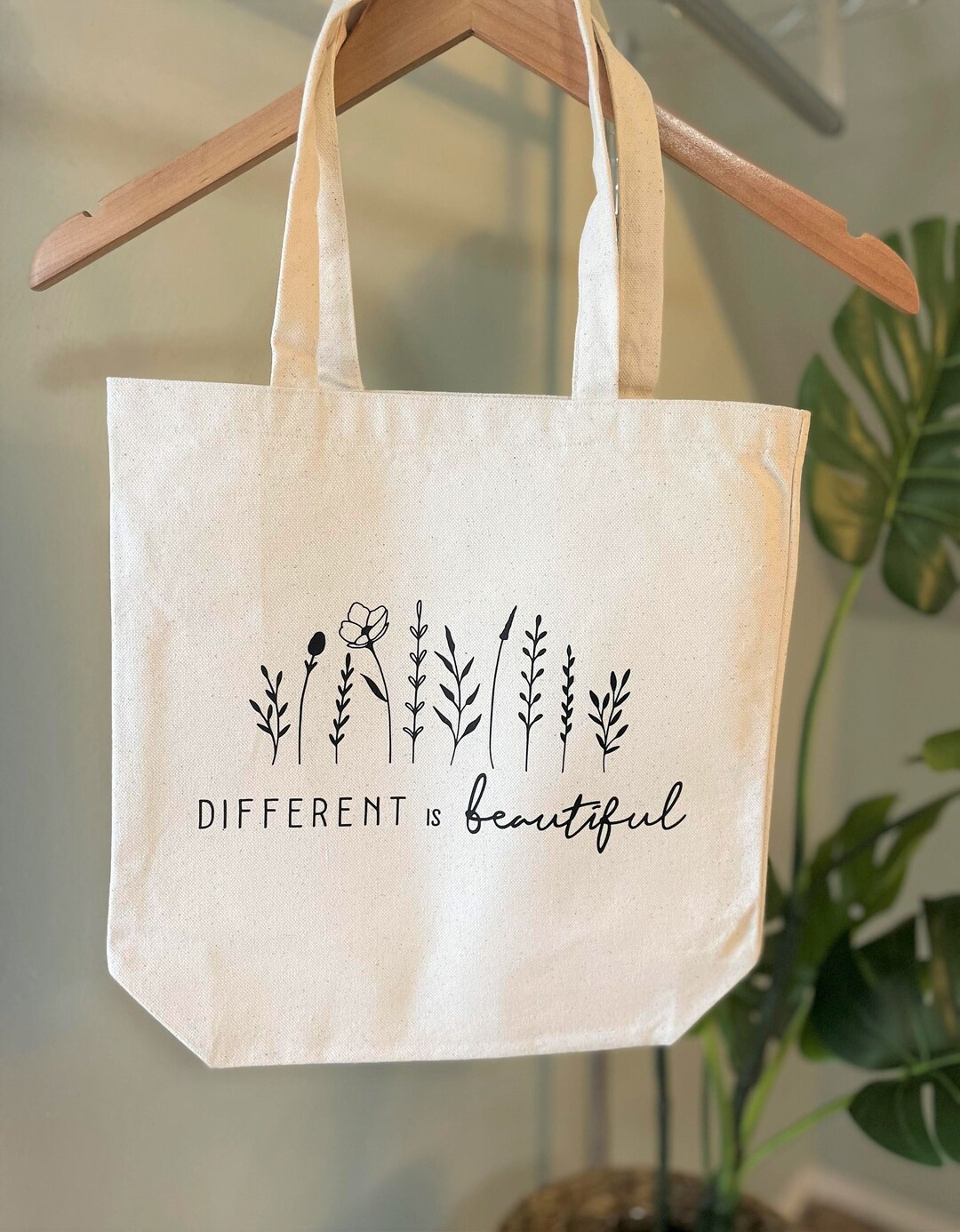 Different is Beautiful Canvas Tote Bag Aesthetic Tote - Etsy