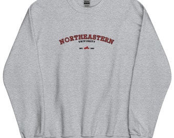 Northeastern University Sweater Embroidered Crewneck Vintage Boston