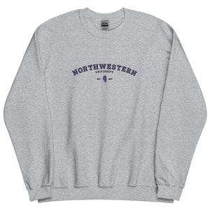 Northwestern University Sweater Embroidered Crewneck Vintage Illinois