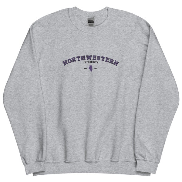 Northwestern University Sweater Embroidered Crewneck Vintage Illinois