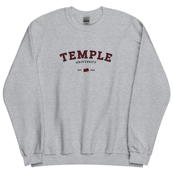 Temple University Sweater Embroidered Crewneck Vintage Pennsylvania