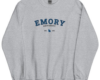 Emory University Sweater Embroidered Crewneck Vintage Georgia