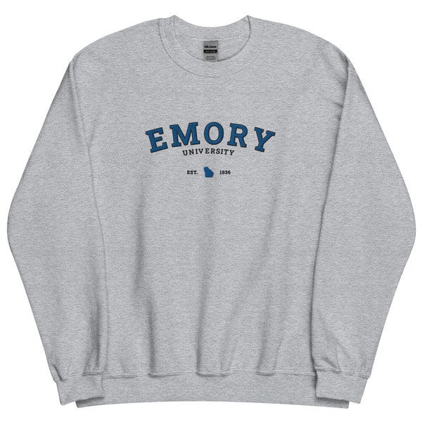 Emory University Sweater Embroidered Crewneck Vintage Georgia