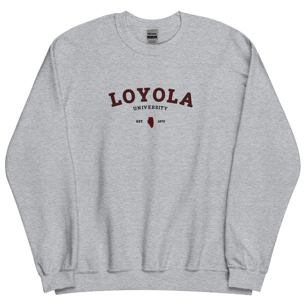 Loyola University Chicago Sweater Embroidered Crewneck Vintage Illinois
