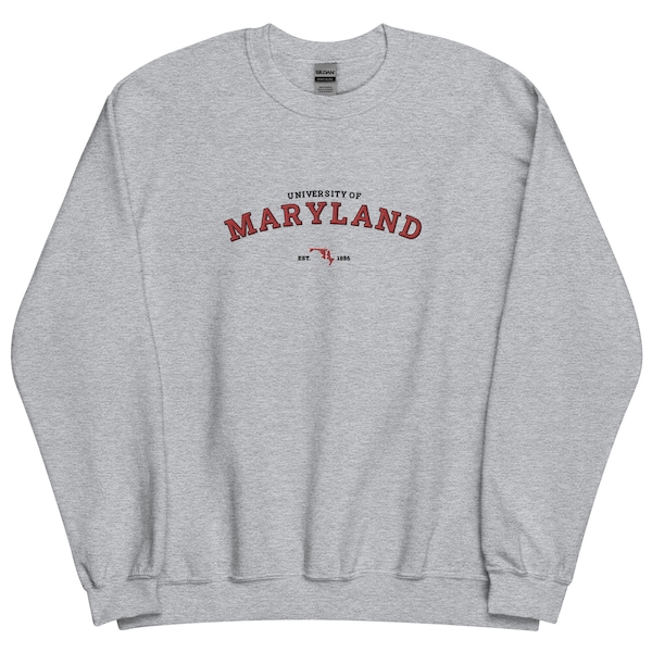 University of Maryland Sweater Embroidered Crewneck Vintage College Park Maryland