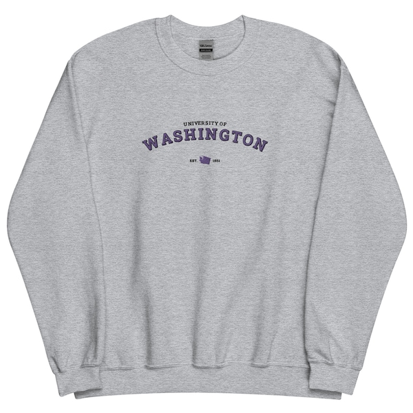 University of Washington Maglione ricamato girocollo Vintage Seattle Washington