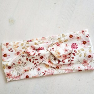 Girls' headband with high stretch content made of jersey with flowers rote Blumen