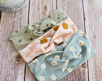 Stirnband Mädchen mit hohem Stretchanteil aus Jersey mit Blumen