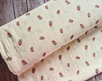 Musselin Double Gauze Meterware Erdbeeren Früchte