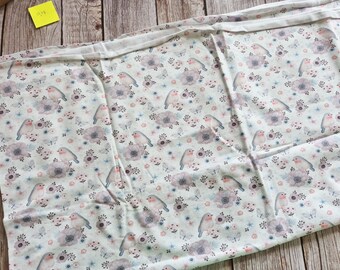 Cotton jersey with flowers and birds