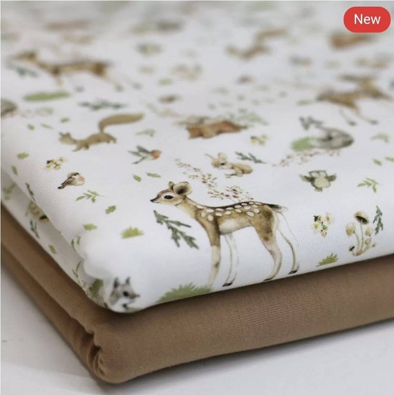 Jersey Baumwolljersey Reh Waldtiere