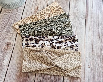 Stirnband Mädchen mit hohem Stretchanteil aus Jersey mit animalprint leo