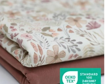 Jersey Cotton Jersey Flowers Flowers Pastel Watercolor Ökotex