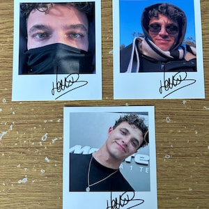 Arte de pared polaroid de LANDO NORRIS Fórmula 1 firma impresa