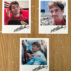 Arte de pared polaroid de CHARLES LECLERC Fórmula 1 firma impresa