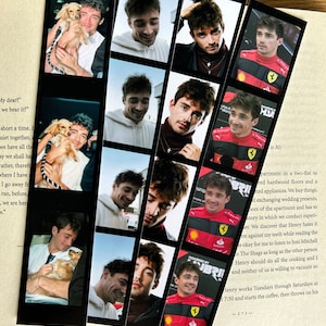 May include: A collage of photos featuring a man with a dog, a man in a white hoodie, a man in a black turtleneck, and a man in a red and black racing suit. The photos are arranged in a grid pattern and are printed on a white background.