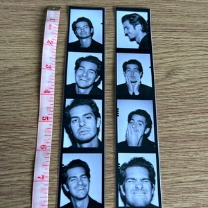 May include: A black and white photo strip with eight images of a man making different facial expressions. The images are arranged in two rows of four.