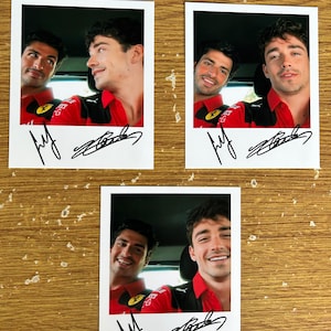 LECLERC en SAINZ polaroid muurkunst Formule 1 gedrukte handtekening