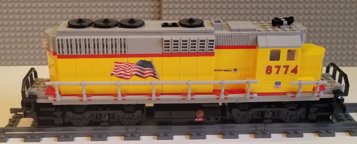 Motore Lego Personalizzato Union Pacific GP40 Con Bandiera - Treno Lego, Nuovo, Leggi Descrizione