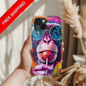 Colorful Monkey Tough iPhone 16 Case, iPhone 16 Pro Case, Kawaii Phone Case, 3D Phone Case, Decora Phone Case, Tought Phone Case