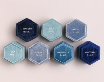 Family Of Blues | Premium Velvet Ring Box, Wedding and Engagement Ring Box, Unique Colour Boxes for any Wedding Themes, Flat Lay Photography