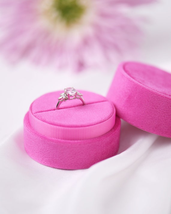 Double Pink Velvet Ring Box - Aisle Society