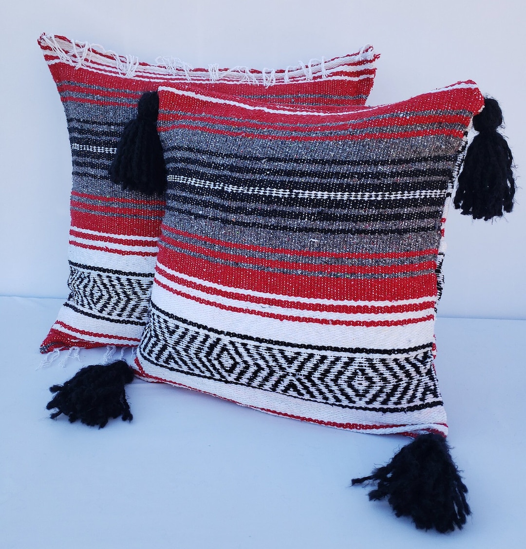 Red Mexican Blanket Pillow,serape Blanket,falsa Blanket,boho Décor,surf