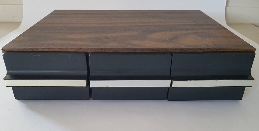 Vintage Wood Cassette Storage Box Veneer With Black Holds 36 Etsy