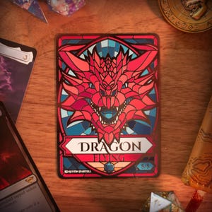 Metal MTG 5/5 Dragon Token - Magic the Gathering, Comandante, Proxy personalizado, Contador MTG, Alters