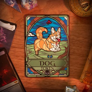 Metal MTG Dog Token - Magic the Gathering, Commander, Custom Proxy, MTG Counter, Alters