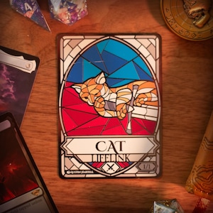 Token de gato MTG de metal - Magic the Gathering, comandante, proxy personalizado, contador MTG, alterações
