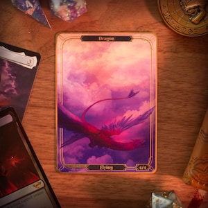 Metal MTG 4/4 Dragon Token - Magic the Gathering, Commander, Custom Proxy, MTG Counter, Alters