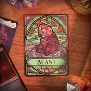 Token de Besta MTG de Metal - Magic the Gathering, Comandante, Proxy Personalizado, Contador MTG, Alters