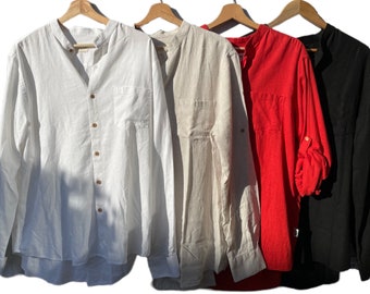 Linen Shirt with Wooden Buttons (various colors)