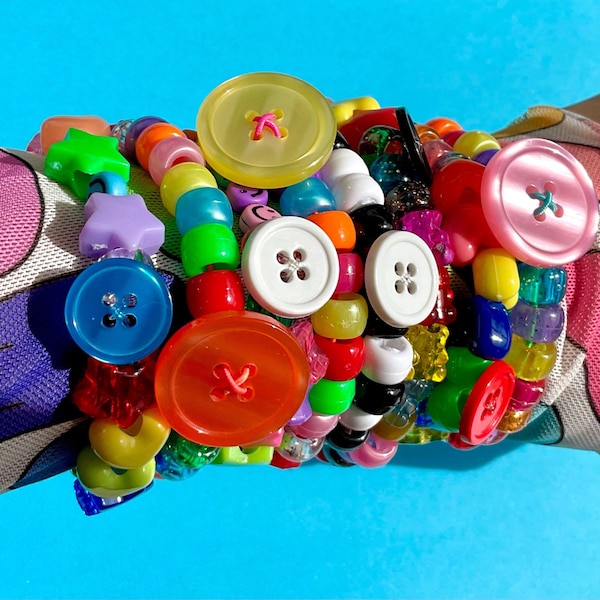 colorful button kandi bead bracelets