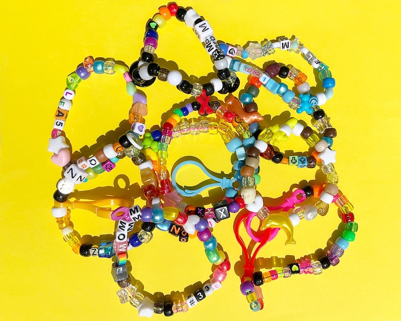Weirdcore Colorful Kandi Bead Bracelets Etsy
