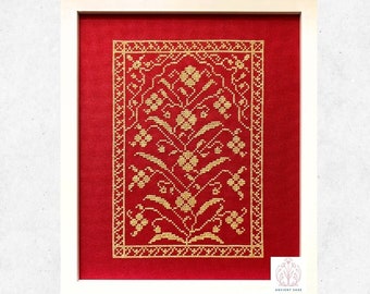 Cross Stitch Chart | Remembrance Sampler | Monochromatic Poppy Pattern | Indian Art History |Printable Digital Download Product | Gift Idea