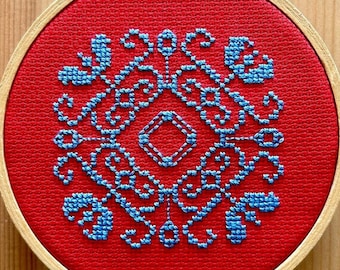 Mauryan Indian Honeysuckle Cross-Stitch Ornament Pattern | Printable PDFs | Pattern Keeper PDF File