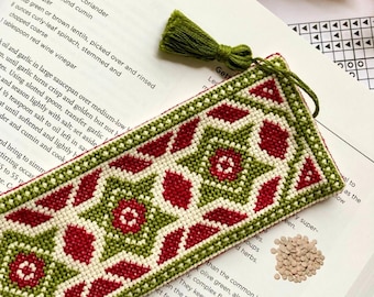 Geometric Star Cross Stitch Bookmark Pattern (Printable PDF)
