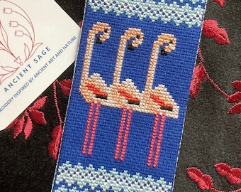 Flamingo Cross-Stitch Bookmark Pattern: Ancient Egypt Design (Printable PDF)