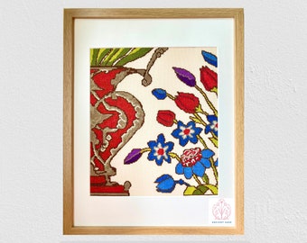 Mughal Indian Floral Vase Cross Stitch Sampler Pattern (Digital Download)