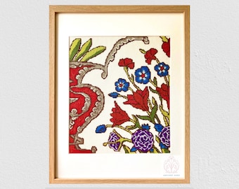 Mughal Indian Floral Vase Cross Stitch Sampler Pattern (Digital Download)