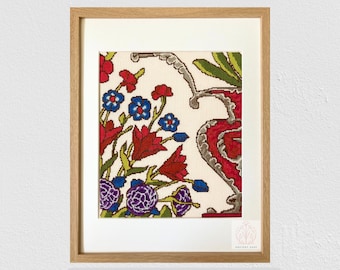 Mughal Indian Floral Vase Cross Stitch Sampler Pattern (Digital Download)